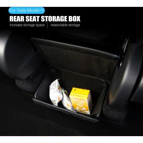 Rear Seat Under Seat Storage Box PU Leather Interior Increase Space Car Accessories Suitable For Tesla Model Y