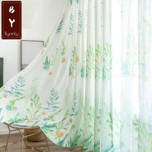 The New Scandinavian-style Cotton Plant Leaves Minimalist Living Room Bedroom Den Curtain Blackout Curtains