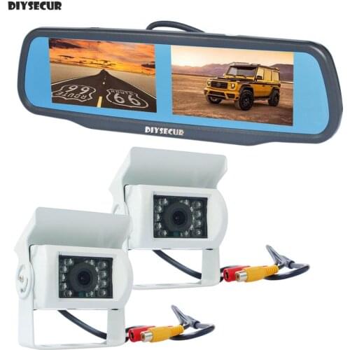 DIYSECUR 4.3" Rearview Car Mirror Monitor + IR Night Visioin CCD Waterproof Rear View Reverse Backup Car Truck Bus Camera