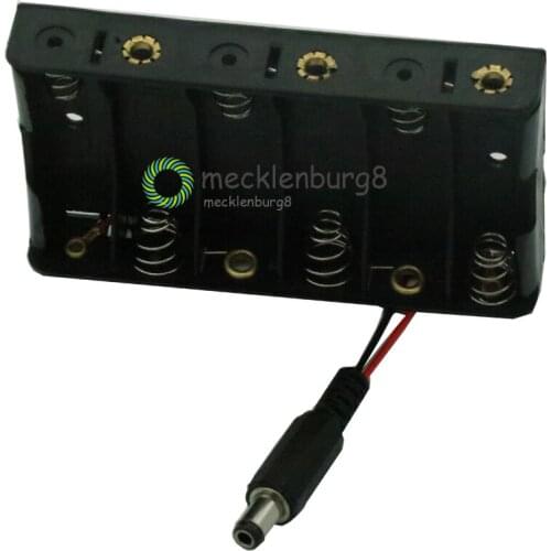 1PCS 6XAA 6xAA 6*AA 9V Battery Holder Box Case Wire DC 5.5*2.1mm Plug
