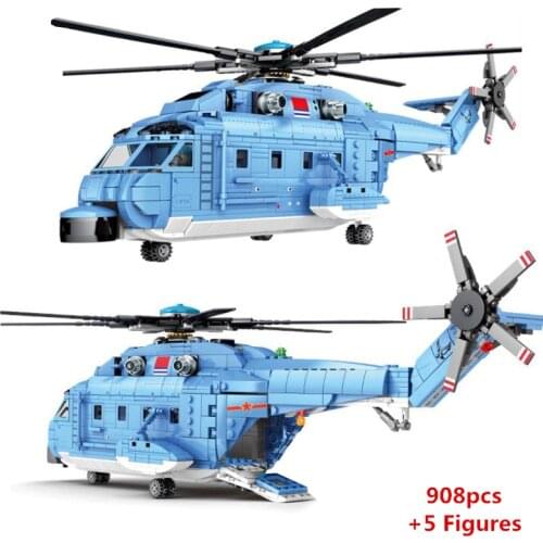 2021 NEW Military City Z-18 Large Utility Helicopters Building Blocks Kit Bricks Airplane Army Pilot Figure Plane Kids Toys Gift