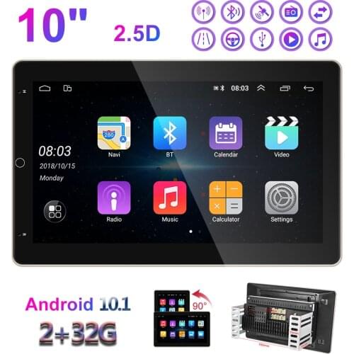2DIN 10-inch Android 10.1 Car Stereo Radio GPS Navigation Mirror Link 2+32GB Rotatable screen