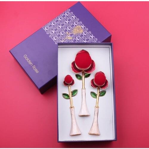 3Pcs Rose Flower Makeup Brush Set Makeup Tools