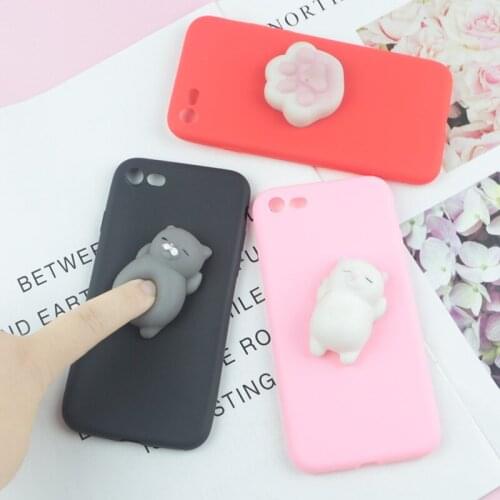 3D Squishy Toys Cute Cat Case For iphone 11 Pro X XR XS Max 4 4S SE 2020 5S 6 6S Plus 7 7 8 Plus Cover Funny Cartoon Cases