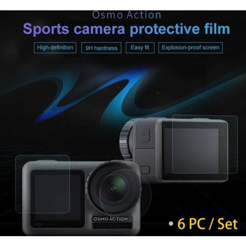 6 PCS Screen Protector Camera Lens Protective Film for Osmo Action Sport Camera Protector Accessories 9H Tempered Glass Protecti