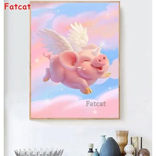 5D Home Decor Cute animal pink one-horned pig Diamond Painting Diamond Mosaic Sale Cross Stitch Diamond Embroidery Display PP543