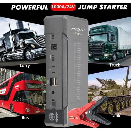 24V Car Jump Starter Lorry Rigid Truck Bus Excavator Vans Booster 16L/18L Diesel Engines Instantly Starts With SOS Strobe LED