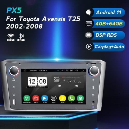 4G RAM Android 11 Car Radio GPS Multimedia Stereo DVD Player For Toyota Avensis T25 2003-2008 Auto Audio Navigation Headunit