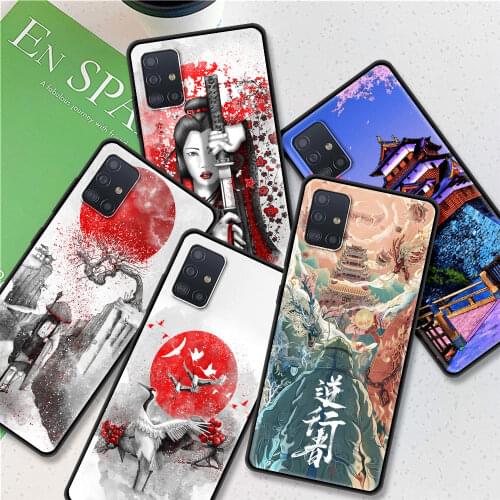 Black Case For Samsung Galaxy A51 A71 M30s A21s A31 A41 A11 A01 M31 M51 Capa Soft Phone Covers House Japanese Style Art Japan