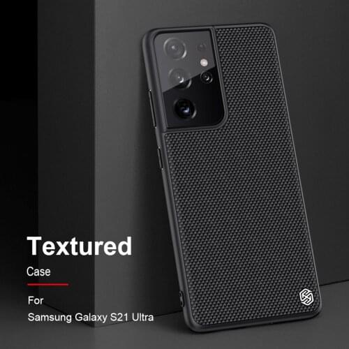 NILLKIN for Samsung Galaxy S21 Ultra Case for Samsung S21 Ultra Cover Textured Nylon Fiber Hard PC Panel+TPU Frame Back Cover