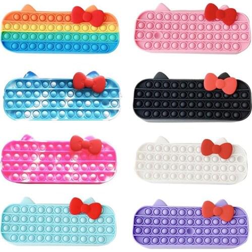 Push Bubble Toy Pencil Case Silicone Sensory Stress Reliever Toys Stationary Bag Children Learning Anti-Stress Toys Kids Gifts