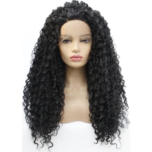 Black Long Afro Kinky Curly Natural Hair Heat Resistant Perruque Afro Wigs Synthetic Kinky Curly Wig For Black Women Free Shippi