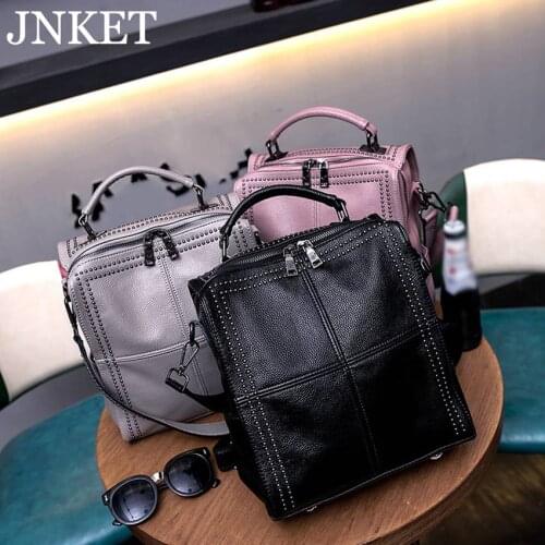 JNKET New Women Backpack Cow Leather Shoulder Crossbody Bag Handbag Ladies Sling Bag