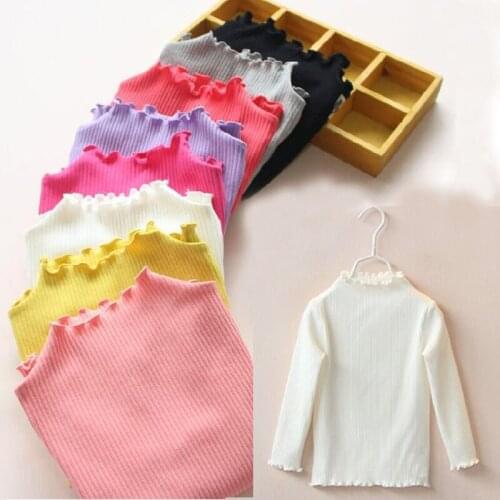 MERI AMMI Children Girl Clothing Tee Solid Candy Color T-shirt O-neck Full Sleeve T-shirt For 2-7 Year Toddler Baby Girl J674