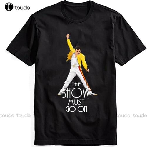 New Queen Freddie Mercury Clasic T Shirt Black White Tee The Show Must Go On Gift Cotton T Shirt Tee