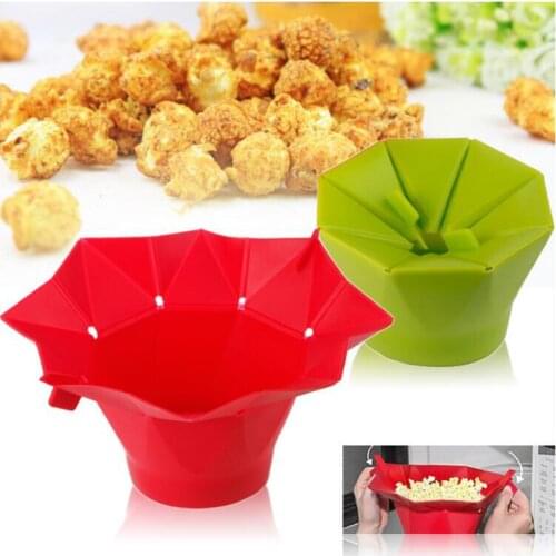 New High Quality Poptop Popcorn Popper MakerFold Bucket Red Green Kitchen Tool DIY Silicone Microwave Popcorn Maker