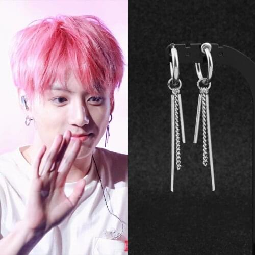KPOP Mens earrings, Spike dangle, Short spike, Punk earring, hipster, grunge style, stainless steel earrings, GOT7 men earrings