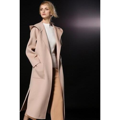 Autumn Winter Warm Thick Wool Coat Women Elegant X-Long Hooded Cashmere Female Outwear Trench Coats LX1920