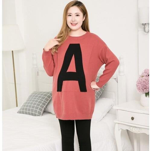 Large size maternity dress plus fat autumn and winter clothing jacket sweater womens long section shirt tide