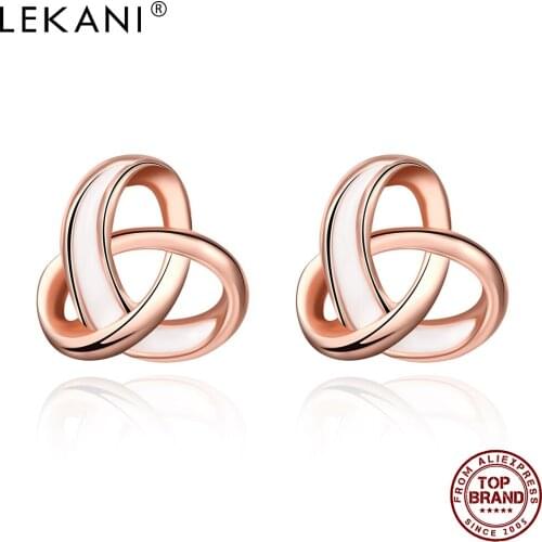 LEKANI Cross Knot Stud Earrings For Women Rose Gold Color Personality Simple Earring Anniversary Fashion Jewelry New Listing