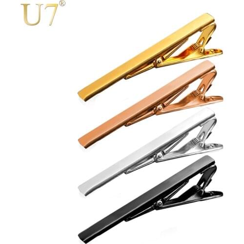 U7 Men Tie Clips for Wedding Anniversary 1 Set 4PCS Simple Style Male Business Necktie Clip Clasp Jewelry Customizable TC01