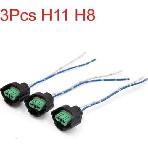 Uxcell 2 Pcs H11 Headlight Bulb Female Wire Harness Connector Wiring Socket