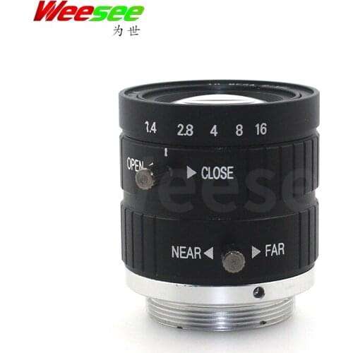 WS 25mm 10MP 10 megapixel HD CCTV lens C mount 1/2'' fixed manual iris focus zoom lens F1.4 industrial camera lens