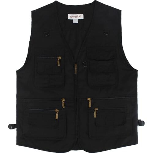 Men Vest Outdoors Sleeveless Jacket Vest With Many Pockets V-Neck Waistcoat Travel Coat Fishing Vest Fashion
