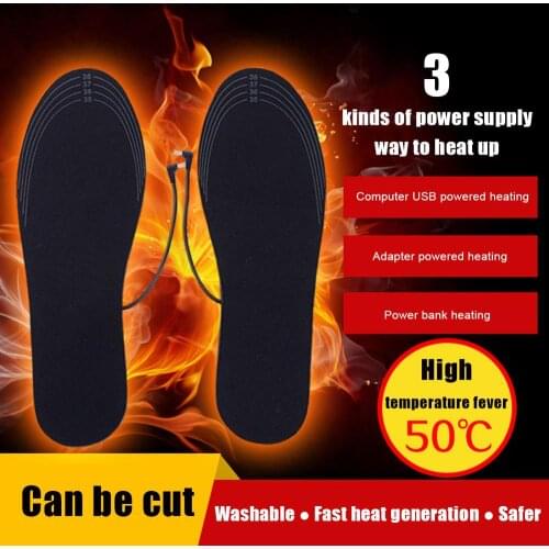 1 Pair USB Heated Shoe Insoles Foot Warming Pad Feet Warmer Sock Pad Mat Winter Outdoor Sports Heating Insoles Winter Warm Soles