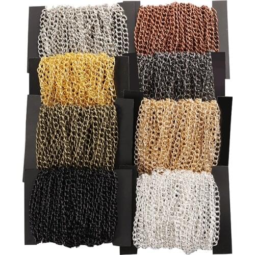 2meters 2.5/3.5/4.5mm Gold Link Necklace Chains 7 Colors Bulk Jewelry Chains Wholesale For Diy Jewelry Making Findings Supplies