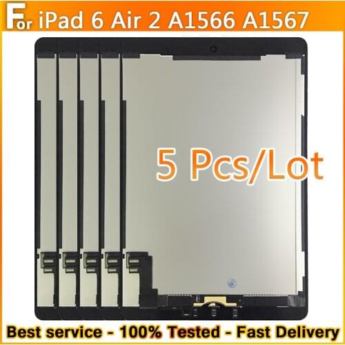 5PCS Original For iPad Apple iPad 6 Air 2 A1567 A1566 LCD Display Touch Screen LCD Assembly Digitizer Replacement 100%Test