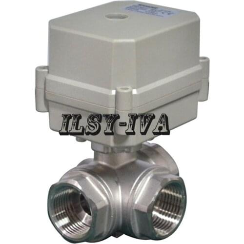 AC110~230V 3way motorized ball valve,DN20 SS304 Electric Ball Valve with Indicator