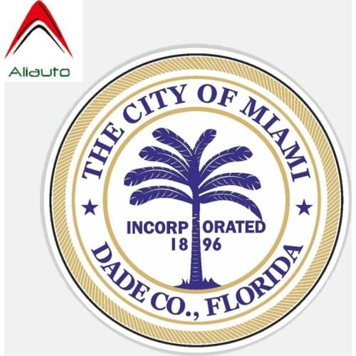 Aliauto Personality Creative Car Sticker Automobile Window Miami City Orated Round Pvc Waterproof Sunscreen Decal,11cm*11cm