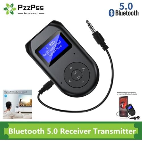 PzzPss Bluetooth Transmitter and Receiver 3-in-1 Wireless Bluetooth 5.0 Adapter with Display Screen Low Latency Audio Adapter