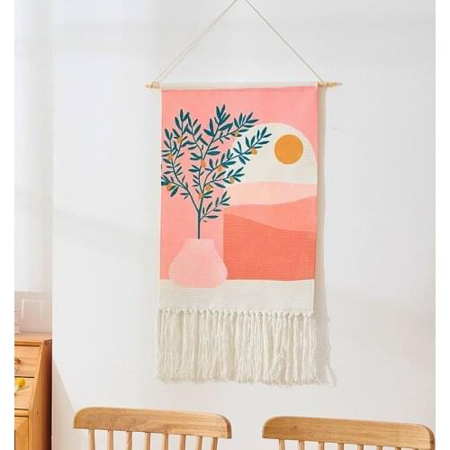 Bohemian Vintage Aesthetic Macrame Cotton Tassel Handmade Wall Hanging Tapestry For Home Living Room Boho Decor Art Decoration