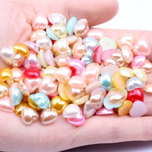 50-1000pcs Imitation Pearl 3mm-15mm Half Round Flatback Heart Shape Beads for Scrapbook Wedding Cards Embellishments