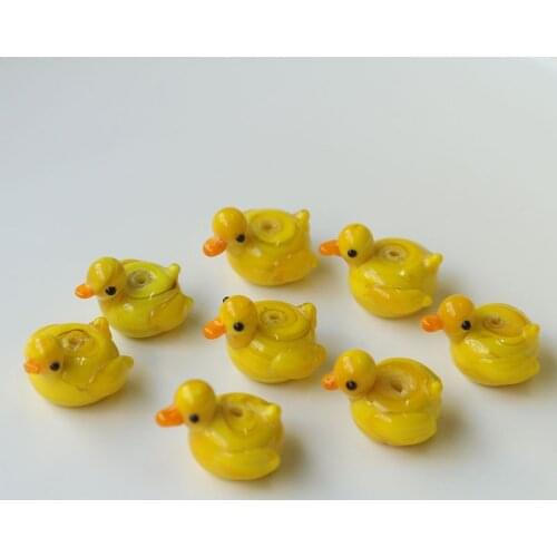 5pcs Handmade Lampwork Duck Shape Beads For Jewelry Making DIY Bracelet Loose Spacer Animal Bead Decor Accessories Size 19x16mm