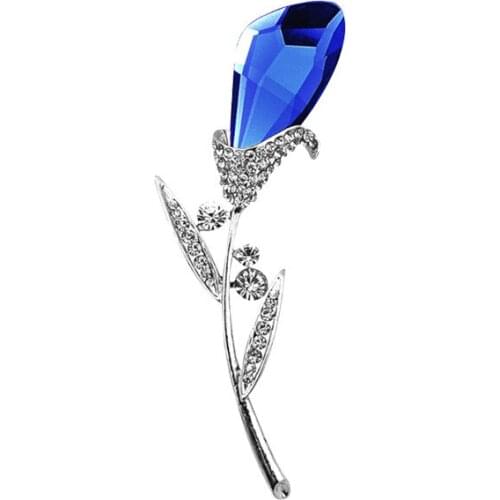 Flower Brooches For Women Friends Elegant Fashion Pin Pins Crystal Brooch Wedding Jewelry High Quality 2021