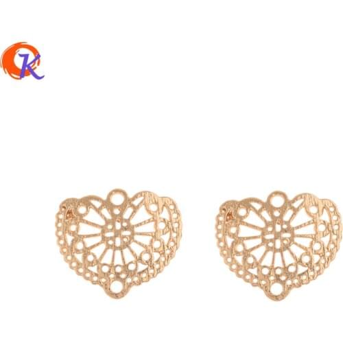 Cordial Design 50Pcs 13*15MM Jewelry Accessories/Connectors Making/Heart Shape/Genuine Gold Plating/Hand Made/Earring Findings