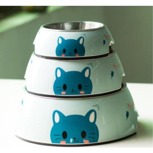 Pet dog stainless steel double single bowl non-slip dual-use cats and dogs Teddy cute dog bowl