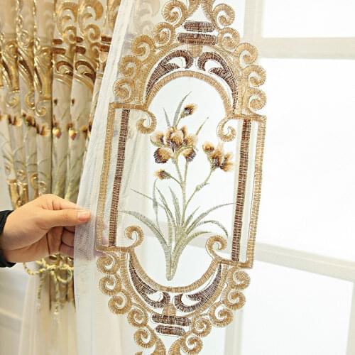 European Embroidered Luxury Tulle Curtain For Living Room Bedroom Floral Voile Sheer Window Screen Curtain for Kitchen #4