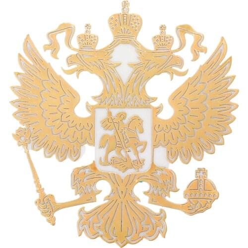 1 Pcs Coat of Arms of Russia Nickel Metal Car Stickers Decals Russian Federation Eagle Emblem for Car Styling Laptop Sticker