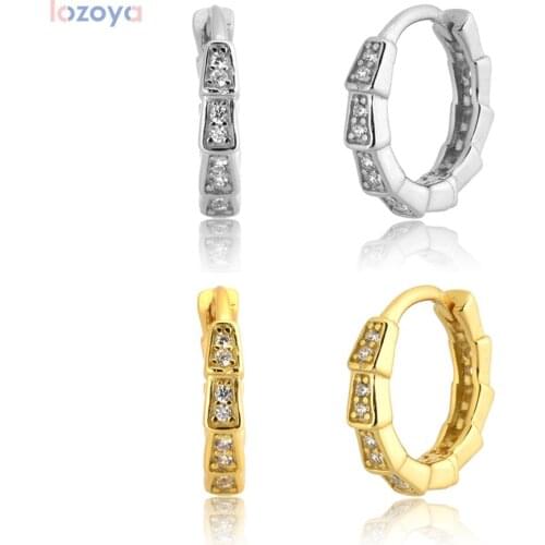 LOZOYA 925 Sterling Silver 9.4mm Huggies Ohrringe Pendiente Hoop Rock Punk Circle CZ Zircon Loops 2021 Piercing Jewelry