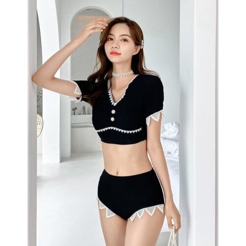 Swimsuit For Teens Two Piece Korean Bathing Suit Women Push Up Tankini Plus Size Female Swimwear Separate Pieces 2021 New Split