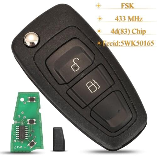 Kutery 2 Button Remote Car Key Fob 433mhz Fsk ID60-83Bit 5WK50165 For Ford Ranger 2011 2012 2013 2014 2015
