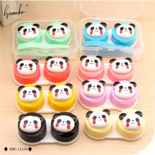Lymouko Fashion Mini Cartoon Dimple Panda Contact Lens Case for Women Kit Holder Portable Container Contact Lenses Box