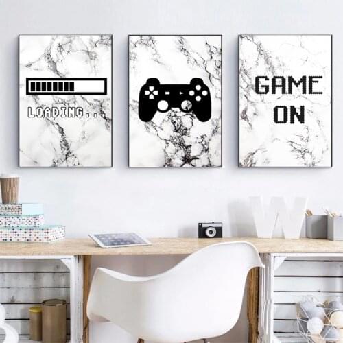 Marble Gaming Minimalist Art Canvas Painting And Poster Boys Room Decoration Video Game Wall Pictures Prints Playroom Wall Decor