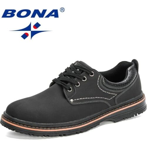BONA 2021 New Designers Fashion Wear-resisting Work Shoes Men Casual Leather Footwear Mansculino Comfy Mocassin Zapatos Hombre
