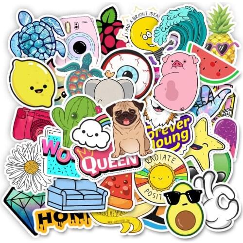 50PCS Vsco Stickers Pack Girl Anime Stiker Things For Children On The Laptop Fridge Phone Skateboard Suitcase Sticker
