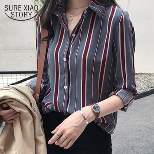 NEW fashion striped blouse shirt 3XL plus size women tops long sleeve women shirts women blouse womens tops and blouses 1677 50